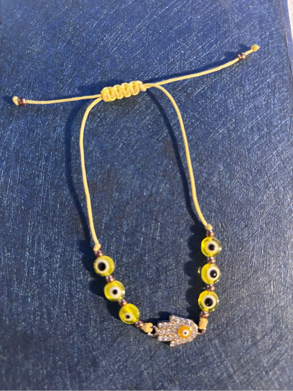 Adjustable Yellow Evil Eye Hamsa Bracelet - Unbranded